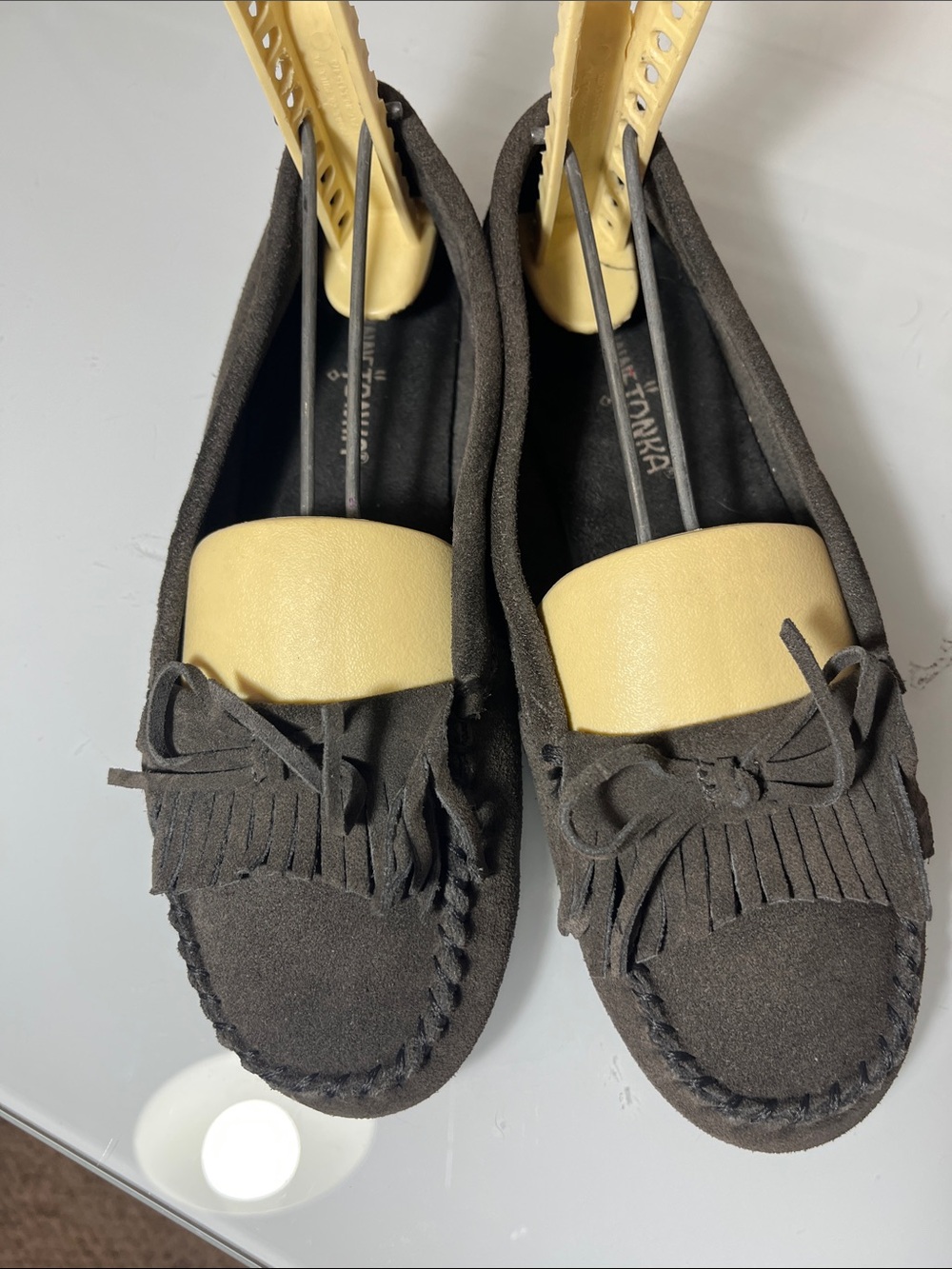 Dark Brown Suede Fringe Moccasin Loafers womens size 7 - Picture 11 of 11